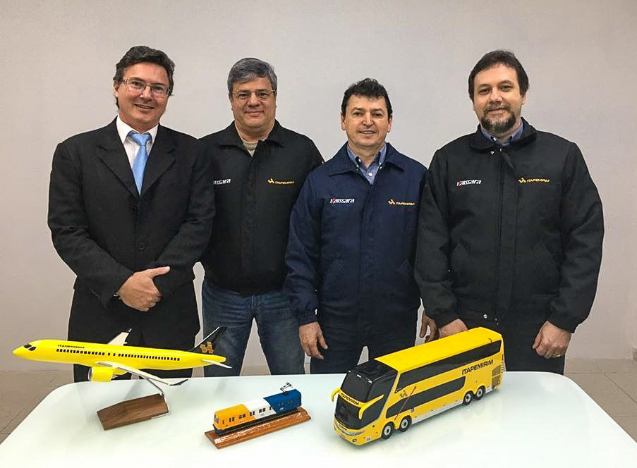 Diretoria da Itapemirim: Adilson Furlan (COO), Sidnei Piva, presidente, Rodrigo Vilaça (CEO) e Tiago Senna (CEO da Ita Linhas Aéreas) (Foto: Linkedin)